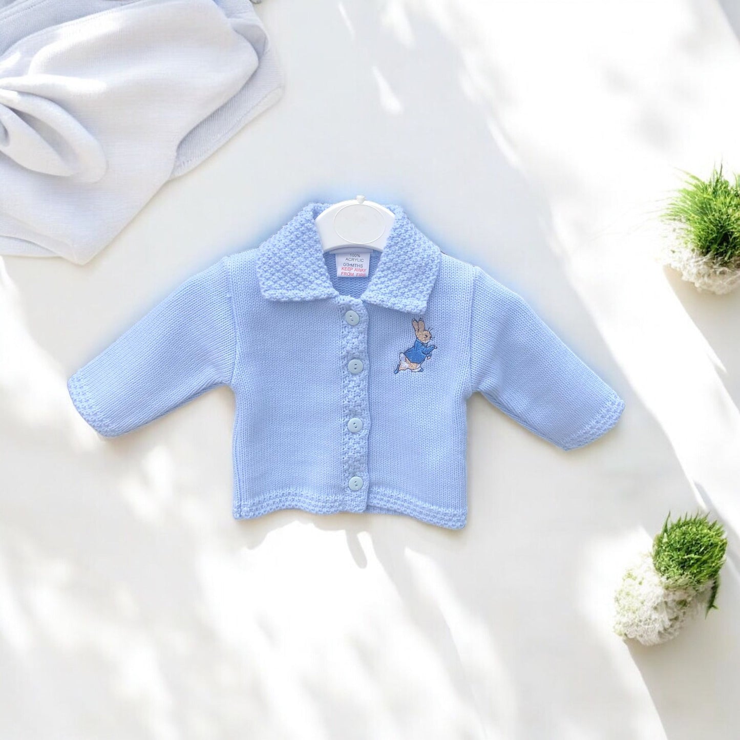 Baby Collared Knitted Cardigan in Blue