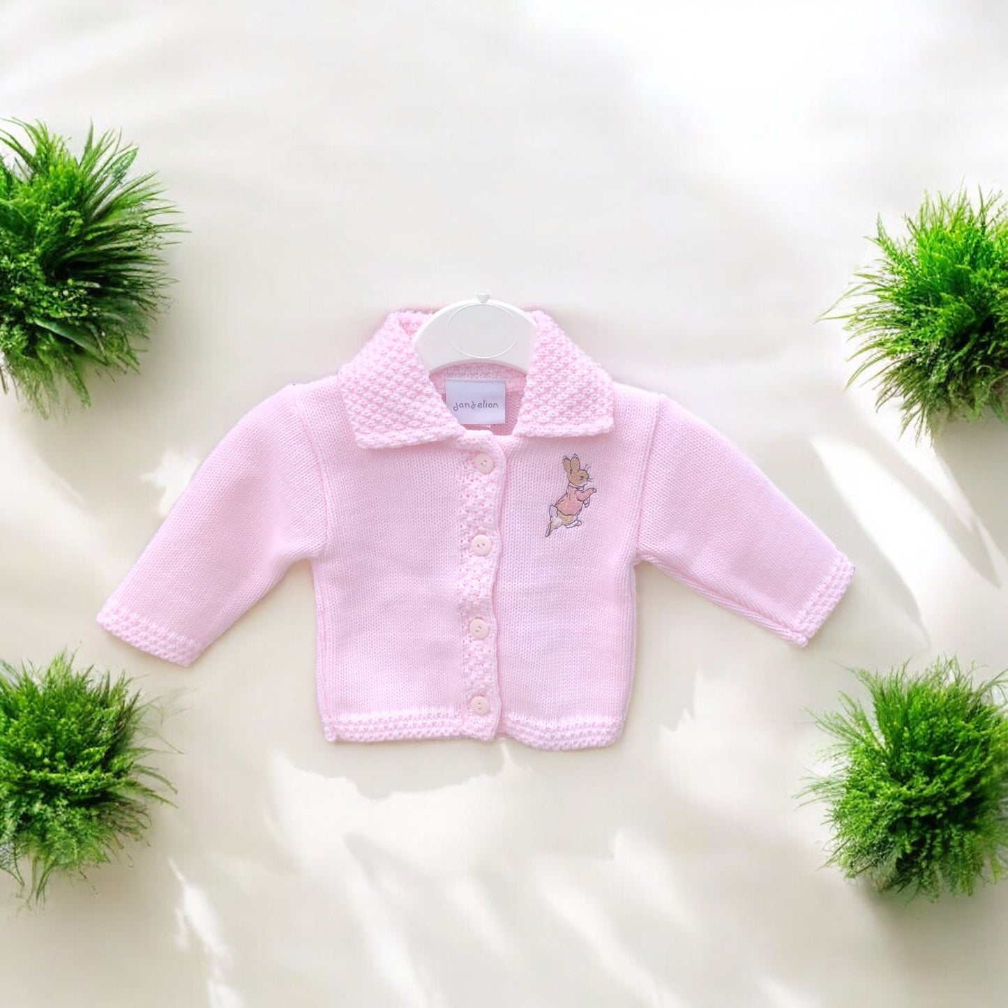 Baby Collared Knitted Cardigan in Pink