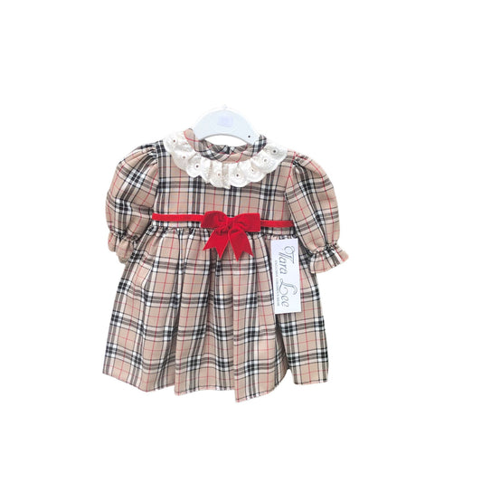 Tara Lee Baby Tartan Dress in Beige