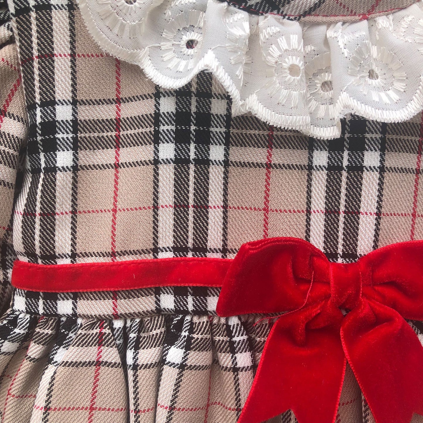 Tara Lee Baby Tartan Dress in Beige