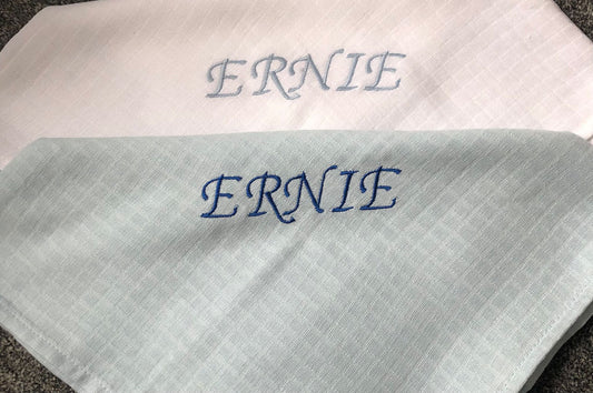 Personalised Muslins Squares (Choose from3 colours)