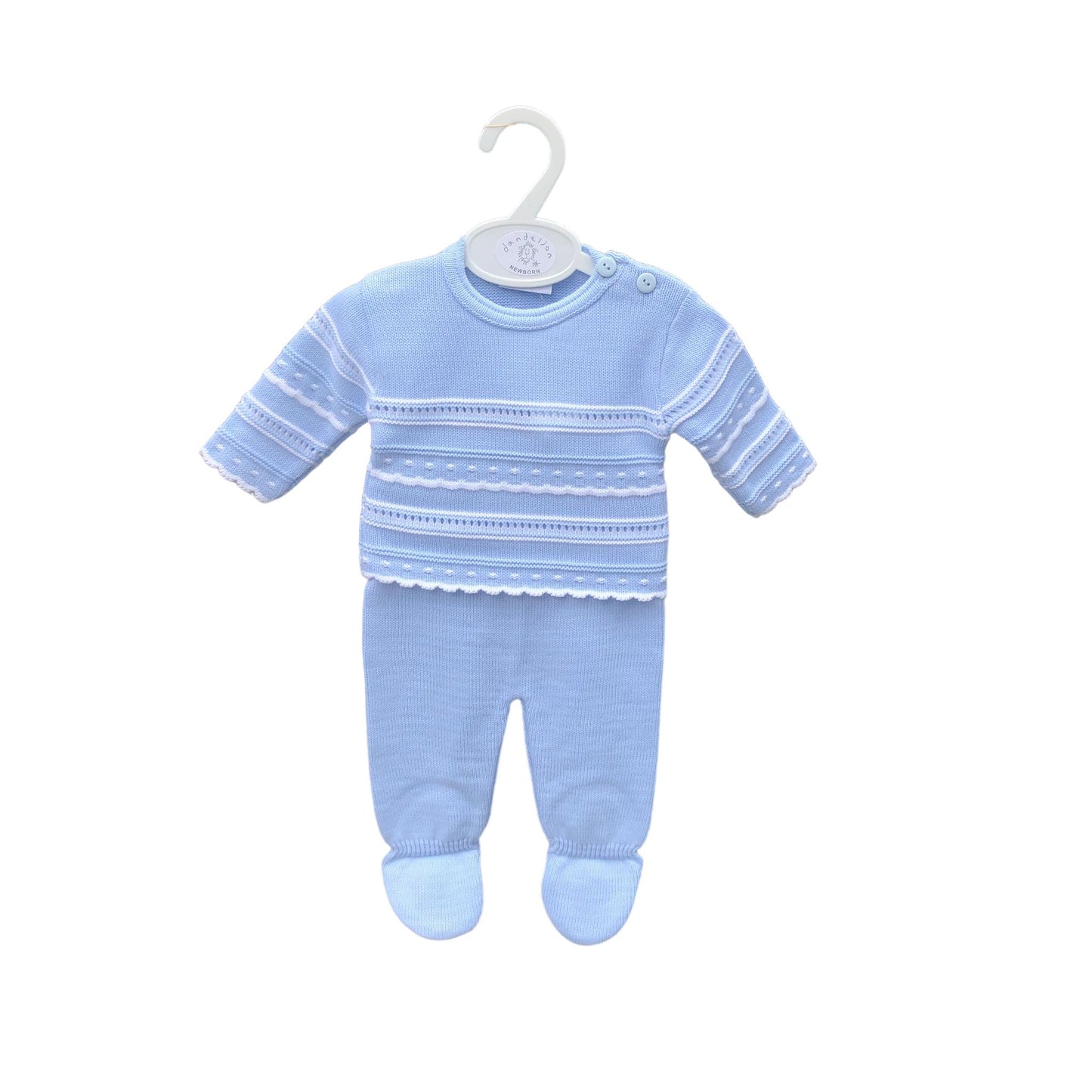 Boys Pointelle Knitted Top & Leggings in Blue