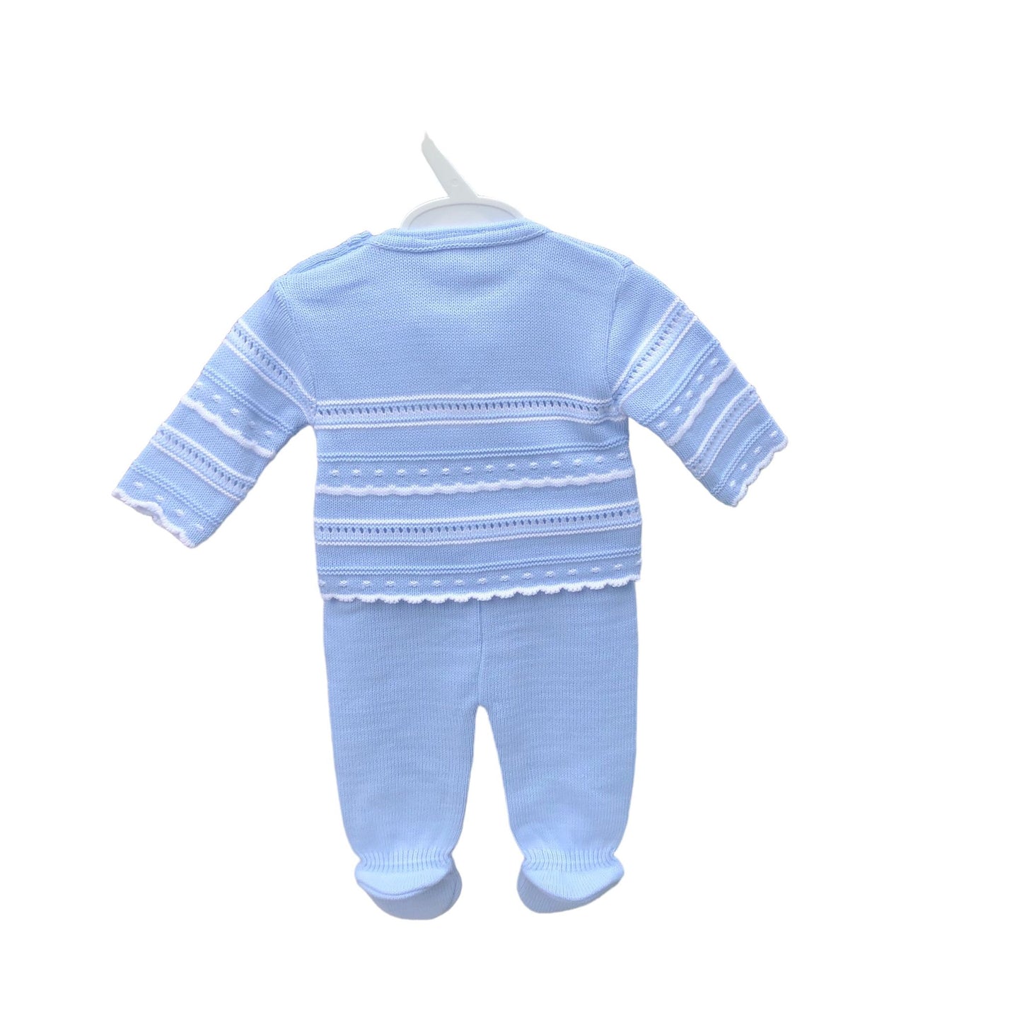 Boys Pointelle Knitted Top & Leggings in Blue