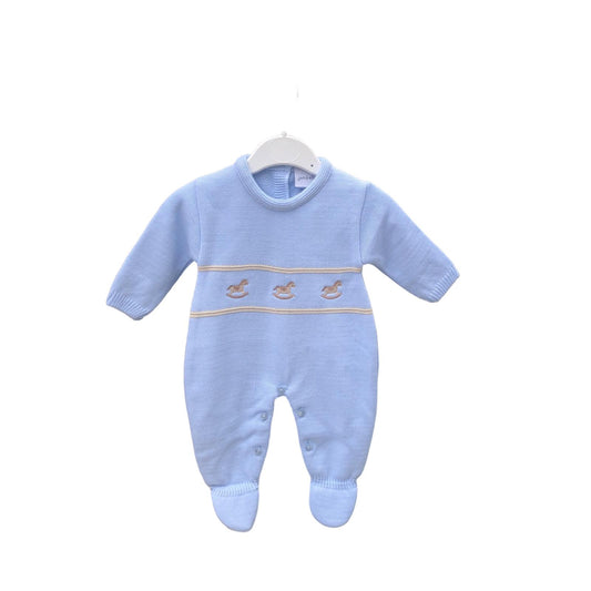 Boys Blue Knitted Rocking Horse Romper